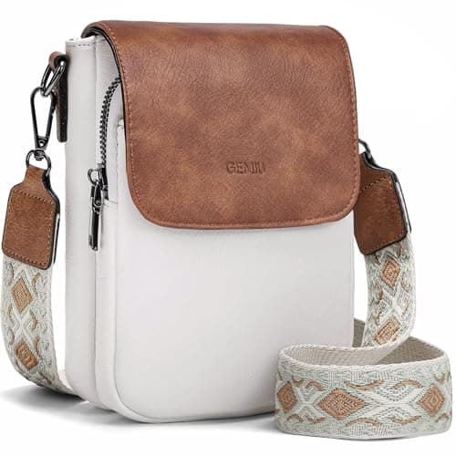 GEMIU Small Crossbody Bags for Women Crossbody Phone Purse With Built in Wallets White&Brown - Image 1