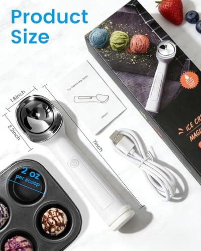 Heated Ice Cream Scoop Rechargeable, Heating Electric Ice Cream Scooper with LED Display, 158°F Warming Spoon for Hard Icecream - Thumbnail 2