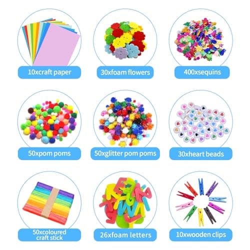 Itopstar Arts and Crafts Supplies Kit Craft Set for Kids-Art Supplies Kids Art Supplies Great for Preschool, Homeschool and Kindergarten DIY Crafting Projects-1500pcs+ - Thumbnail 4