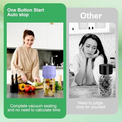 SelePow VP06+ Mason Jar Vacuum Sealer, Electric Vacuum Sealer for Jars with Wide and Regular Mouth Mason Lids, Cordless Handheld Jar Vaccum Sealer for Food Storage, Ideal Present for Mom, Wife, Purple - Thumbnail 5