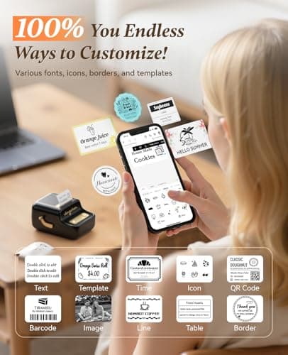 NIIMBOT B21 Label Maker, 2 Inch Portable Inkless Label Machine, Black - Thumbnail 6