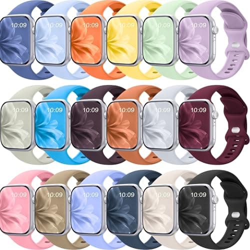 18 Pack Silicone Bands Compatible with Apple Watch 38mm 40mm 41mm 42mm 44mm 45mm 46mm 49mm Women Men, Soft Waterproof Replacement Wrist Sport Band for iWatch Series 11 10 9 8 7 6 5 4 3 2 1 SE Ultra - Image 1