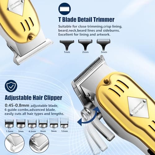 SUNNOW Hair Clippers Professional Cordless for Men, Beard Trimmer Hair Trimmer Electric Foil Shavers Razor Kit, Rechargeable Hair Cut Machines Men's Beard Grooming Kit for Home, Barber - Thumbnail 2