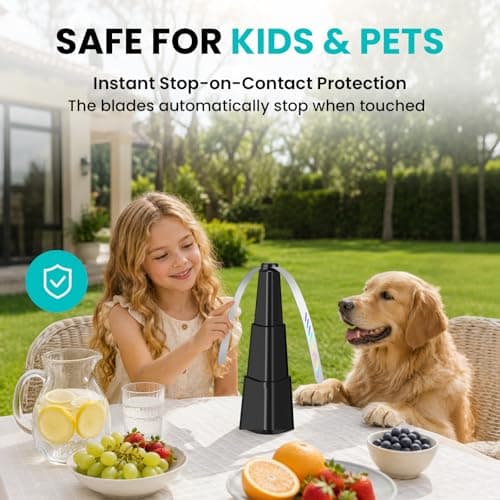 Fly Fans for Tables, Fly Fan Outdoor Indoor Keep Flies Away, Table Top Spinner with Holographic Blades, Flies Deterrent for Picnic, Restaurant, Party, Home, BBQ (4 Pack) - Thumbnail 4