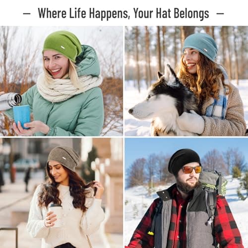 HAMUNI Wool Slouchy Beanie for Women, Soft Warm Beanies Hats- Lightweight & Breathable Knitting Skull Beanies Cap for Spring, Fall, Winter - Thumbnail 6