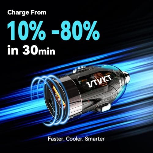 VTVKT Car Super Fast Charger, Dual USB Ports Phone Charger, Cigarette Lighter Adapter, PD30W & QC30W Car Charging for iPhone 16/15/14/13/12/11 Samsung Galaxy Huawei iPad - Thumbnail 2