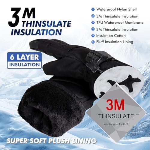 Pnosnesy Ski Gloves, Warmest Waterproof and Breathable Snow Gloves for Cold Weather, Fits Both Men & Women,for Parent Child Outdoor - Thumbnail 2