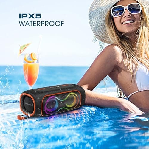 Musibaby 80W Bluetooth Speaker, Loud Portable Wireless Speaker with Deep Bass, Waterproof Outdoor Speaker with RGB Lights for Camping, Beach & Party, 24H Playtime, BT5.3, Dual Pairing - Thumbnail 4