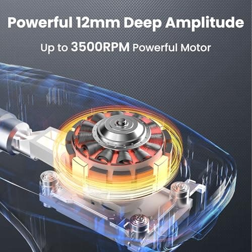 Detachable 3-in-1 Massage Gun with Extension Handle & Massage Strap, Back Pain Relief Percussion Muscle Massager for Neck Shoulder, 12 Speeds &12mm Amplitude for Hard-to-Reach Areas, Quiet & Portable - Thumbnail 5