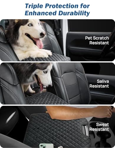 JOYTUTUS Center Console Cover Compatible with 2013-2018 Ram 1500 & 2013-2026 Ram 2500/3500/1500 Classic Model Jump Seat, Leather Arm Rest Armrest Cover for Car, Middle Console Cover Lid, with 2 Pocket - Thumbnail 5