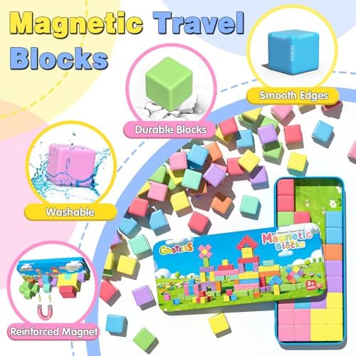 Goodtiles Mini Magnetic Blocks, Travel Outdoor Toys for Kids Ages 3-5 4-8, Magnet Cubes with Iron Box, STEM Montessori Sensory Building Toys, Ideal Gifts for Toddlers Boys Girls Birthday - Thumbnail 4