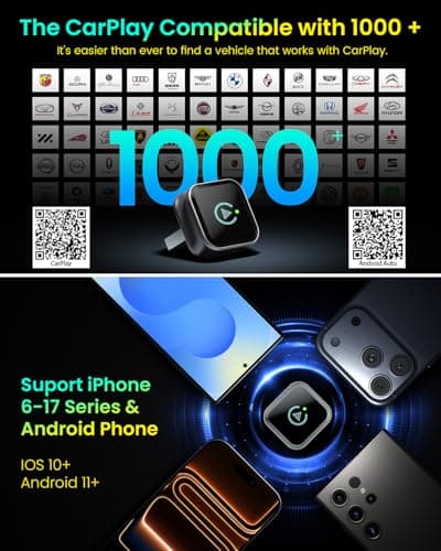 2-in-1 Wireless CarPlay & Android Auto Adapter 2026 Aluminum Wireless Car Play Dongle for Factory Wired Cars, 5.8GHz 5G WiFi No Lag, Plug and Play Auto Connect for iPhone iOS & Android (Black) - Thumbnail 5