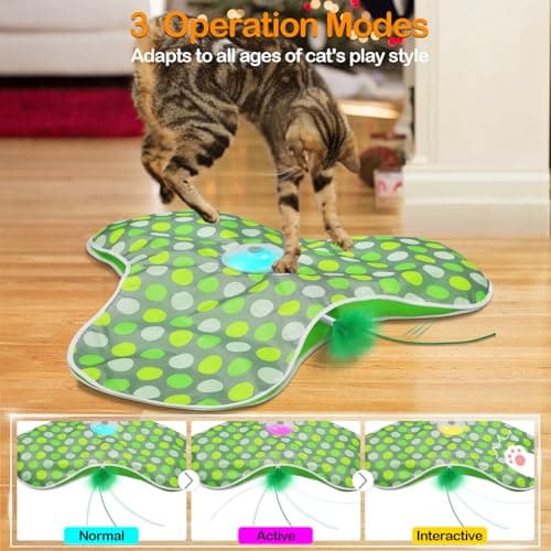 umosis Interactive Cat Toys Rechargeable,Moving Concealed Feathers,Real Mouse Squeaky,Touch Activated Cat Kitten Toy Exercise Toys for Indoor Bored Adult Cats - Thumbnail 5