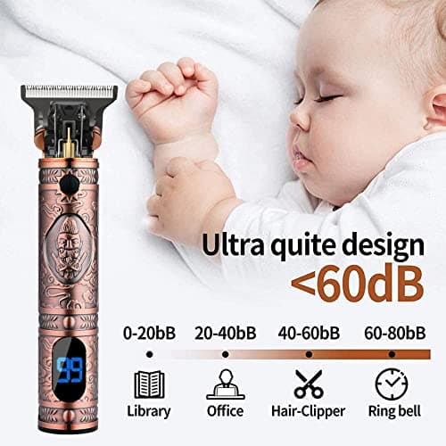 AMULISS Beard Trimmer for Men Hair Clippers Zero Gapped Cordless Hair Trimmer Professional Haircut & Grooming Kit for Men Rechargeable LED Display - Thumbnail 5