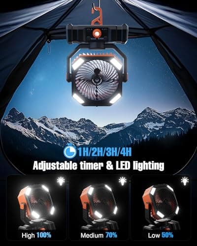 Portable Misting Fan, Cooling Mist Fans, 20000mAh USB Rechargeable Battery Powered Fan with Mister, 250mL Water Tank & LED Lantern, for Home Desk, Bedroom, Office, Outdoor & Indoor Use - Thumbnail 6