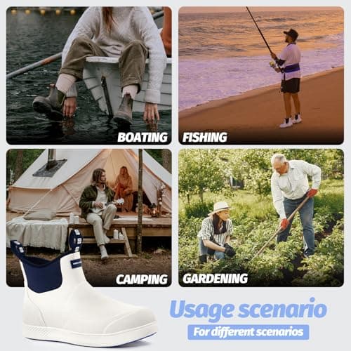 WOVENPAK Deck Boots for Men, Rain Boots Men, Waterproof Fishing Boot, Mens Deck Boots, Anti-slip Rubber Work Ankle Rain Boot Shoes for Outdoor Fishing, Boating, Size 8 - Thumbnail 6