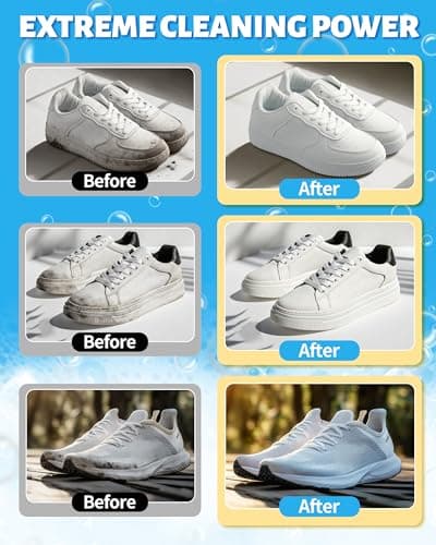 Jevvu Shoe Cleaner, Sneaker Cleaner Kit with Brush and Towel, Deep Clean Shoe Cleaning Kit for White Shoes, Leather and Rubber - Thumbnail 2