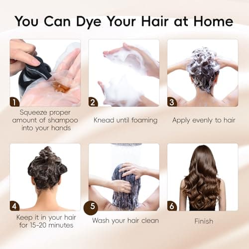 IIIMEIDU Darkbrown Hair Dye Shampoo 3 in 1, Natural Hair Dye Semi Permanent Hair Color, Gray Hair Cover Up, Ginger Essence shampoo for Color Treated Hair for Women and Men (500ml) 1 - Thumbnail 4