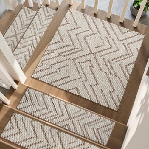 PADOOR Stair Treads Landing Rugs Non Slip,3D Peel and Stick Stair Treads for Wooden Steps,Square Washable Stair Runner Indoor for Kids,Elders and Pets,31"x31", Brown