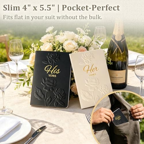 SEEBERY Wedding Vow Books His and Hers - 3D Embossed Cover with Gold Foil, 28 Lined Pages - Premium Wedding Gift & Registry Must Haves for Bride to Be - Ceremony Essentials & Registry Search - Thumbnail 5