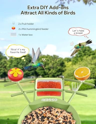 ​Osoeri AI Smart Bird Feeder with Camera - 2K HD Live Video & AI Identify Birds, Solar Powered Birdfeeder for Outdoors, 2.4GHz WiFi, Real-Time Alerts, Best Gifts for Bird Lovers & Families - Thumbnail 4