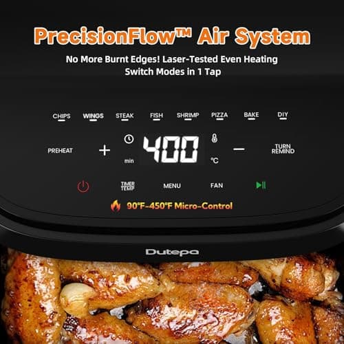 Air Fryer 8-in-1, 4.5Qt Air Fryer, Space-Saving & Compact with DC Motor, Fast & Crispy Cooking, Adjustable Fan Speed, 95% Less Oil for Healthy Family Meals, Dishwasher Safe - Thumbnail 5