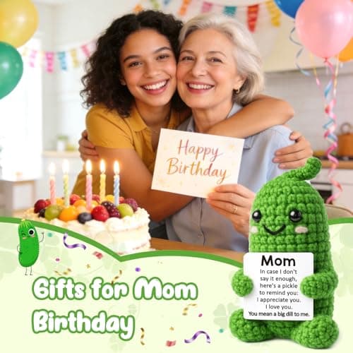 Jettryran Mothers Day Birthday Gifts for Mom from Daughter Son Handmade Positive Crochet Pickle “Big Dill”Gift for Mother in Law Stepmom Bonus First for New Mom I Love You Mama Small Decor - Thumbnail 2