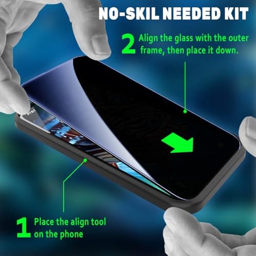 jpyyw 3 Pack Pack Screen Protector for iPhone 16 [6.1 inches] iPhone 15 iPhone 14 Tempered Glass Film, 2 HD 1 Anti Spy Privacy with Installation Frame [Drop Protection] 9H Hardness Scratch Resistant - Thumbnail 5