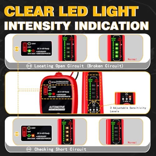 AWBLIN Wire Tracer Automotive Electrical Open & Short Finder Circuit Tester Wire Breaker Finder Fault Probe Cable Tracker Electrical DC 6-42V - Thumbnail 3