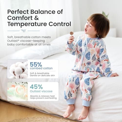 i-baby Outlast® Baby Sleep Sack with 2-Way Detachable Sleeves, Unisex Toddler Sleeping Bag with Smart Temperature Regulation, Growth-Friendly Baby Wearable Blanket with Legs for Infants, 9-12M - Thumbnail 3