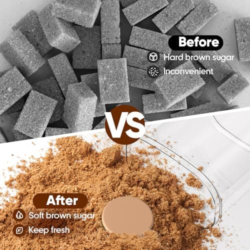 Moryimi Brown Sugar Keeper Storage Container, 1.9 Quart Brown Sugar Container Airtight with Spoon, Clear food storage containers with lids - Thumbnail 2