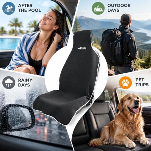 KIGEMOS Car Seat Cover Towel for Cars, SUVs, Vans and Trucks, 2 Pack, Black - Thumbnail 2