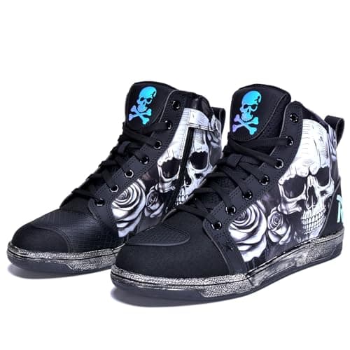 GXZUORUI Motorcycle Shoes for Men, Breathable Anti-Slip Casual Motorcycle Riding Shoes Motocross Protective Boots with Side Zipper, Ankle Support Footwear (Black, Adult, Men, 7, Numeric, US Footwear Size System, Medium)