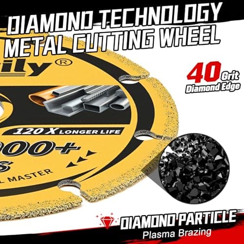 Sbestily Diamond Cutting Wheel 4 1/2 x 7/8 Inch for Metal, Cut Off Wheels with 5000+ Cuts on Rebar, Steel, Iron,INOX, Ceramic, Tiles, Angle Grinder Attachment Cutting Blades (3PCS) - Thumbnail 3