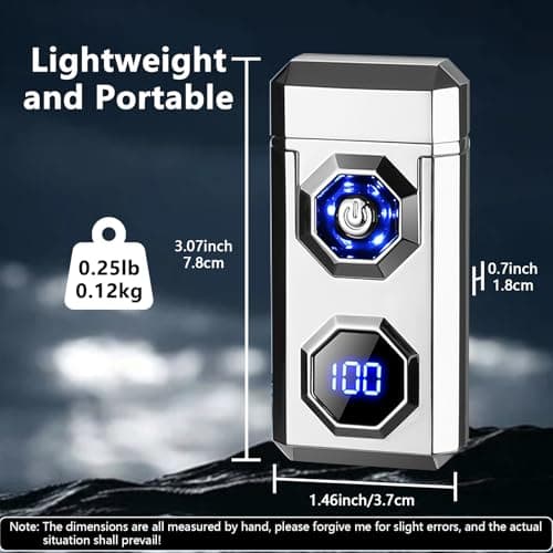 BABOBIU High-Power Arc Lighter - USB Rechargeable Windproof, Zinc Alloy Body with Battery & Ignition Display, Tactical EDC Gear for Home Use, Camping, Candle Lighting (Silver) - Thumbnail 6