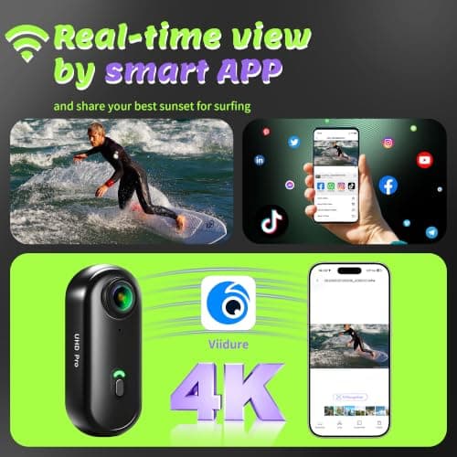 4K Mini Body Camera, Wearable Action Body Cam, Sports Action Camera Thumb Size Hands-Free Recording Body Worn Camera, Portable Camcorder Mount Anywhere for Work, Travel,Fishing (Black, 128, GB) - Thumbnail 4