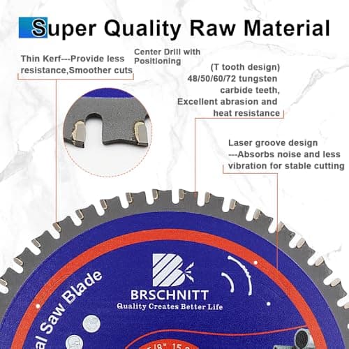 6-1/2" Metal Cutting Circular Saw Blade - BRSCHNITT 1pcs Tungsten Carbide Tipped TCT Saw Blades for Iron, Iron Pipe, Ferrous Metals 48T Arbor:4/5"-5/8" - Thumbnail 3