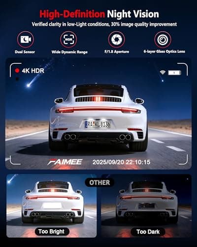 4K+2K+2K 3 Channel Dash Cam Front and Rear, 128GB Card Included, Dash Camera for Cars 5.8G/2.4G Dual Wifi, Built-in GPS, Night Vision, WDR, 170°Wide Angle, G-Sensor Emergency Lock, 24H Parking Monitor - Thumbnail 2