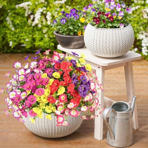 ICX Artificial Flowers for Outdoors, 10 Bundles Morning Glory Faux Flowers, UV Resistant Artificial Outdoor Flowers for Porch Garden Patio, Window Box Yard Front Door Spring Decoration (Mix 6 Colors) - Thumbnail 4