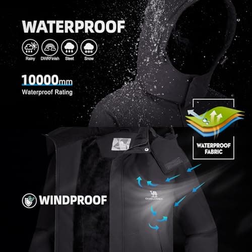 CAMEL CROWN Men's Winter Coat Waterproof Ski Jacket Fleece Lined Windproof Raincoat for Snow Outdoor Hiking Mountain - Thumbnail 2