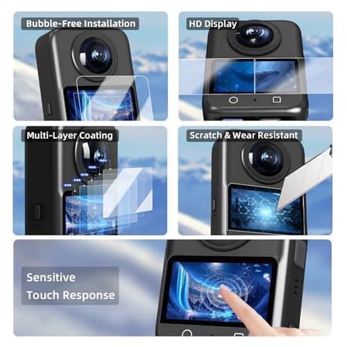Flymile Lens Guard + 2 Pack Screen Protector for DJI Osmo 360, PC Lens Protector Cover HD Tempered Glass Film for Osmo 360 Protective Accessories Kit [Anti-Scratch] - Thumbnail 4
