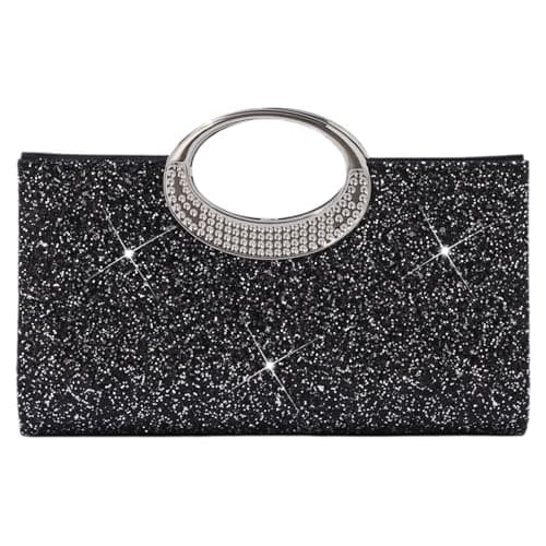 LUKLUKTAISUN 2026 Glitter Sequin Clutch Purse for Women Elegant Bling Paillettes Evening Bag Sparkle Polyester Handbag(Black) - Image 1