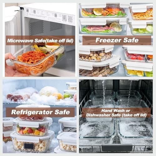 CABIBOX Vacuum Sealer & Food Storage Container for Food, Vacuum Sealer for Food + 3 Glass Vacuum Containers |Rectangle [21 Oz/35 Oz/50 Oz]+ 10 Reusable Food Saver Sealer Bags,For Freezer, Meal Prep - Thumbnail 6