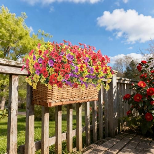 FUTBER 12 Bundles Artificial Flowers for Spring Summer Outdoor Decoration Faux Greenery uv Resistant Artificial Outside Flowers Fake Flowers for Porch Garden Home Patio Cemetery Decor (Mixed Color) - Thumbnail 4