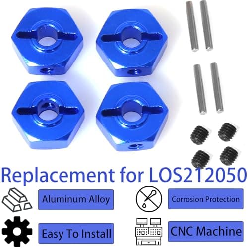 12mm Wheel Hexes for Front Rear Aluminum for Losi 1/18 Mini LMT 4X4 Brushed Monster Truck Replacement for Los212050 Upgrade Parts Wheel Hexes and Pin for Losi - LOS01026 1/18 Mini LMT Monster (Blue) - Thumbnail 5
