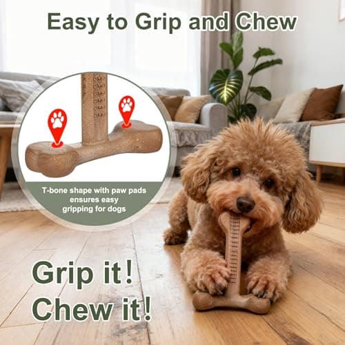 JoviQ Dog Chew Toy for Aggressive Chewers T-Shaped Tough Dog Bone Toys for Small Medium Large Breed to Keep Them Busy (Small-Under 20LBS, Bacon Flavored) - Thumbnail 4