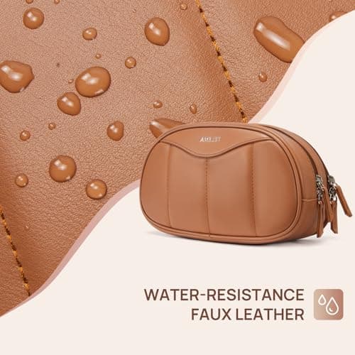 Telena Medium Makeup Bag, Travel Make Up Bag for Women, Vegan Leather Cosmetic Bag for Travel Essentials - Thumbnail 5