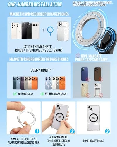 ACKIMA Magnetic Tripod for iPhone, Portable Selfie Stick Phone Tripod with Remote, Four-Leg Support Cellphone Stand for iPhone Magsafe, Fits Selfie Video Recording Gym Travel Essentials Accessories - Thumbnail 2