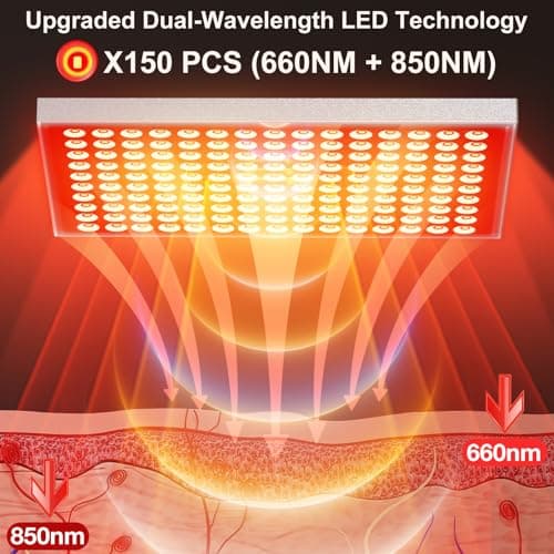 Red Light Therapy for Body and Face, Infrared Light Therapy Lamp 660nm Red Light and 850nm NIR LED Panel Light with Adjustable Stand, Infrared Redlight Therapy Device for Body Use at Home/Office/Gym - Thumbnail 5