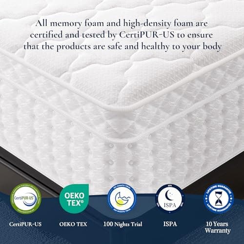 BinwinQ 12 Inch Queen Mattress in a Box,Plush Hybrid Cooling Gel Memory Foam & Pocketed Coils, CertiPUR-US Certified, Pressure Relief, Motion Isolation - Thumbnail 3